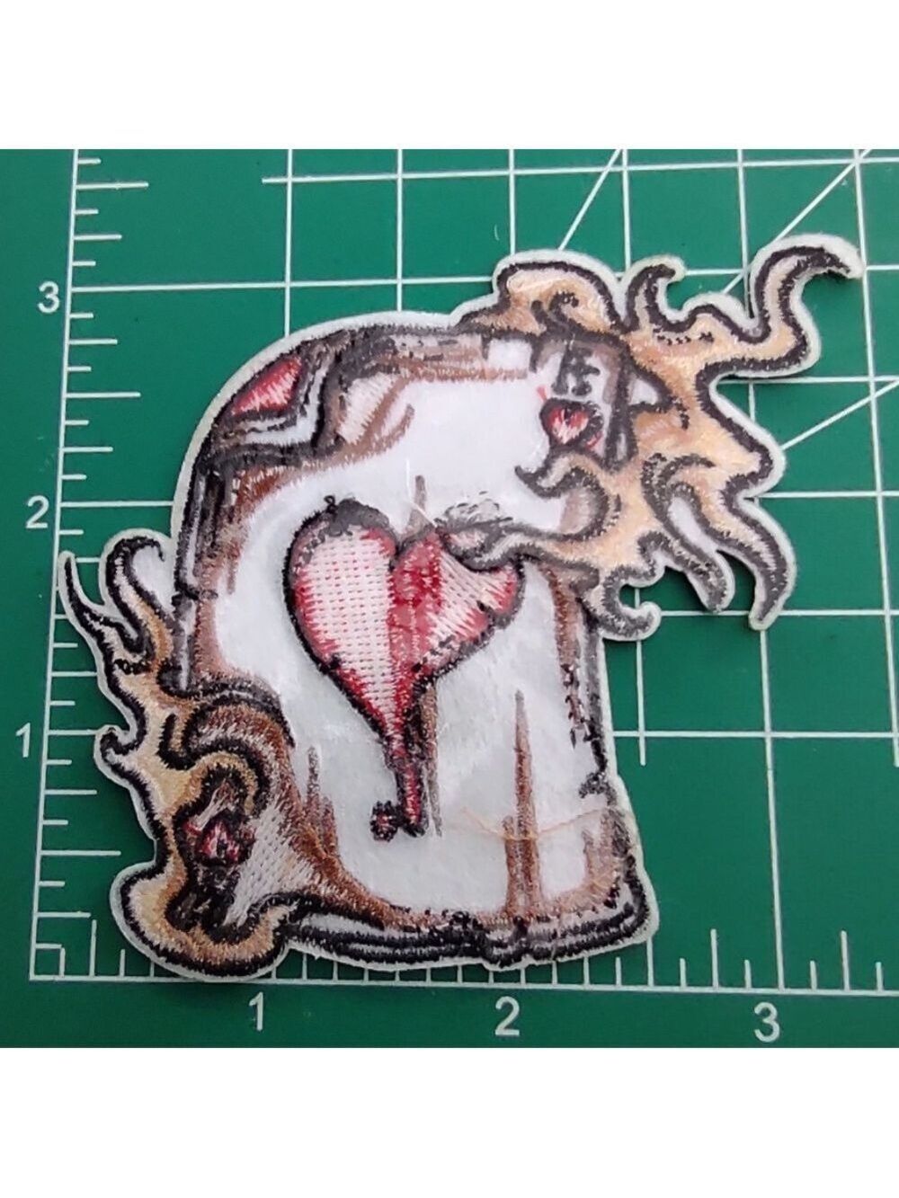 2/$10 Card Heart and Flames Embroidered Patch - Picture 2 of 3